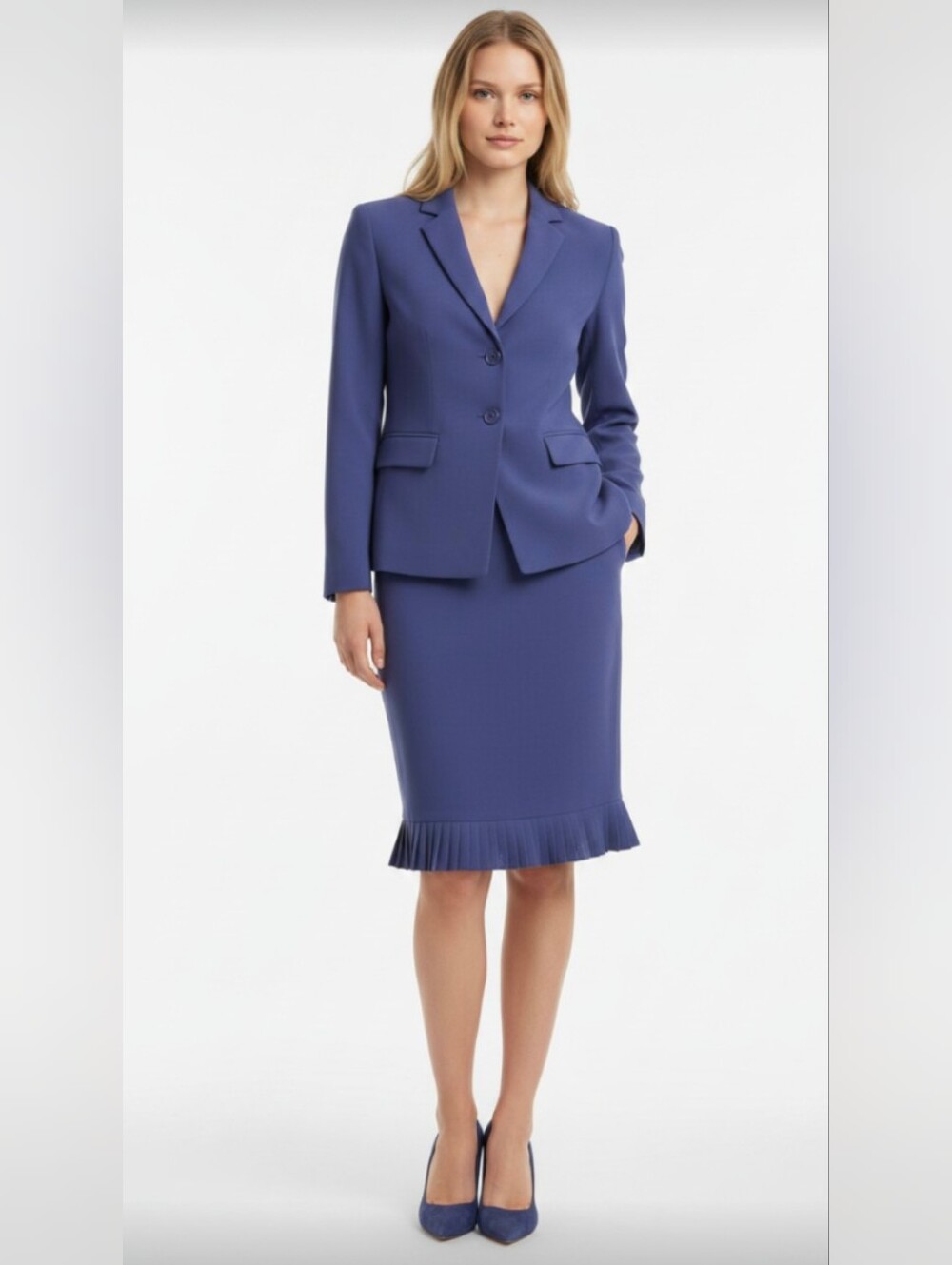 NWT@$120! JONES STUDIO! RICH, DEEP PURPLE 2 PC PLEATED SKIRT, JACKET SUIT! 10/8